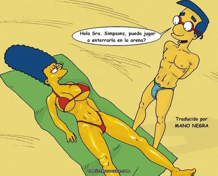 En la Playa con Marge (Milhouse Penetra a Marge Simpson) - Página 1